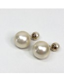 CHRISTIAN DIOR Tribales Earrings (Gold Finish Metal & White Resin Pearls)