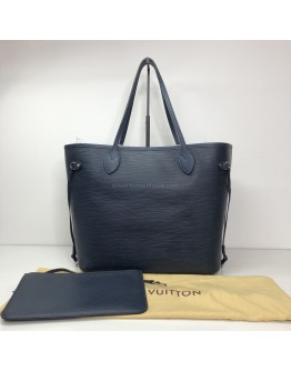 LOUIS VUITTON Neverfull MM Tote Bag with Pochette in Dark Blue Epi Leather – SHW (Year 2016)
