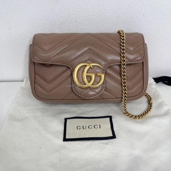 GUCCI GG Marmont Mini Shoulder Bag in Beige Lambskin – GHW