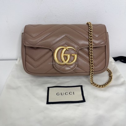 GUCCI GG Marmont Mini Shoulder Bag in Beige Lambskin – GHW