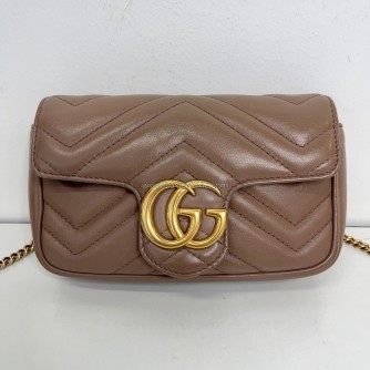 GUCCI GG Marmont Mini Shoulder Bag in Beige Lambskin – GHW