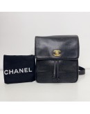 CHANEL Vintage CC Logo Backpack in Black Grained Calfskin – GHW