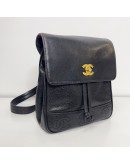 CHANEL Vintage CC Logo Backpack in Black Grained Calfskin – GHW