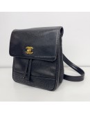 CHANEL Vintage CC Logo Backpack in Black Grained Calfskin – GHW