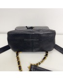 CHANEL Vintage CC Logo Backpack in Black Grained Calfskin – GHW