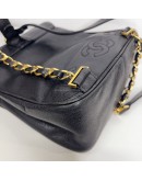 CHANEL Vintage CC Logo Backpack in Black Grained Calfskin – GHW