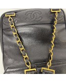 CHANEL Vintage CC Logo Backpack in Black Grained Calfskin – GHW