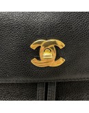 CHANEL Vintage CC Logo Backpack in Black Grained Calfskin – GHW