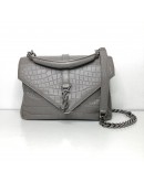 YVES SAINT LAURENT Medium College Monogram Satchel in Grey Croc Embossed Calfskin – RHW
