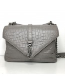YVES SAINT LAURENT Medium College Monogram Satchel in Grey Croc Embossed Calfskin – RHW