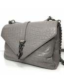 YVES SAINT LAURENT Medium College Monogram Satchel in Grey Croc Embossed Calfskin – RHW