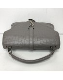 YVES SAINT LAURENT Medium College Monogram Satchel in Grey Croc Embossed Calfskin – RHW
