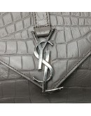 YVES SAINT LAURENT Medium College Monogram Satchel in Grey Croc Embossed Calfskin – RHW