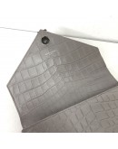 YVES SAINT LAURENT Medium College Monogram Satchel in Grey Croc Embossed Calfskin – RHW