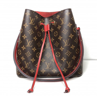 LOUIS VUITTON Monogram NeoNoe MM Drawstring Bucket Bag in Red – GHW (Year 2018)