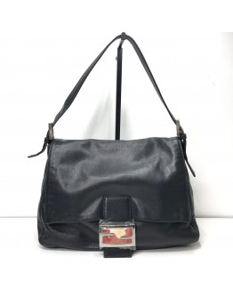 FENDI Mamma Baguette Shoulder Bag in Black Lambskin – SHW