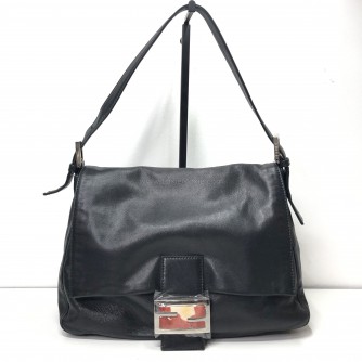 FENDI Mamma Baguette Shoulder Bag in Black Lambskin – SHW