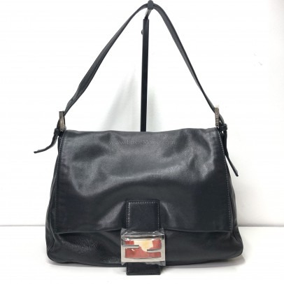 FENDI Mamma Baguette Shoulder Bag in Black Lambskin – SHW