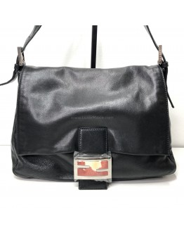 FENDI Mamma Baguette Shoulder Bag in Black Lambskin – SHW