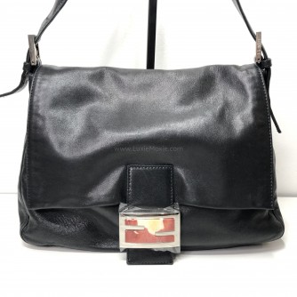 FENDI Mamma Baguette Shoulder Bag in Black Lambskin – SHW