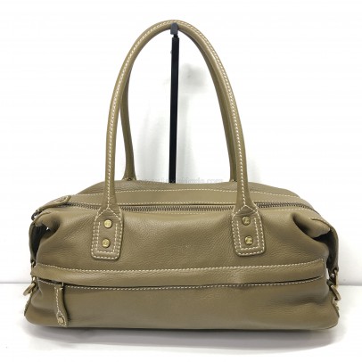 CELINE East West Satchel Shoulder Bag in Taupe Soft Grained Calfskin – GHW