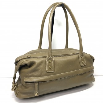 CELINE East West Satchel Shoulder Bag in Taupe Soft Grained Calfskin – GHW