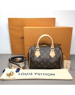 LOUIS VUITTON Monogram Speedy Bandouliere 20 Handbag with Black Shoulder Strap – GHW (Microchip – Year 2024)