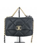 CHANEL 19 Handbag (Small) in Black Shiny Lambskin – Tri Tone Hardware (31 Series – Year 2021)