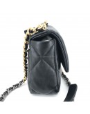 CHANEL 19 Handbag (Small) in Black Shiny Lambskin – Tri Tone Hardware (31 Series – Year 2021)