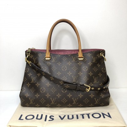 LOUIS VUITTON Monogram Pallas MM Aurore Tote Handbag with Shoulder Strap - GHW 