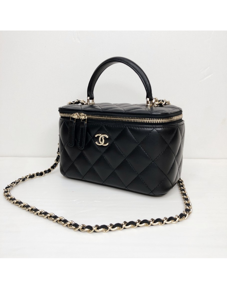 CHANEL Small Vanity Case with Top Chain Handle & Crossbody Chain – GHW