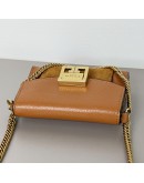 GIVENCHY GV3 Nano Bag with Chain in Brown Calfskin – Aged Gold Hardware