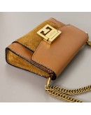 GIVENCHY GV3 Nano Bag with Chain in Brown Calfskin – Aged Gold Hardware