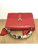 LOUIS VUITTON Very One Handle Bag Monogram Leather in Rubis (Red) with Shoulder Strap – SHW [tied with original LV Silk Twilly]