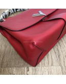 LOUIS VUITTON Very One Handle Bag Monogram Leather in Rubis (Red) with Shoulder Strap – SHW [tied with original LV Silk Twilly]