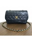 CHANEL Vintage Black Quilted Lambskin Chain Shoulder Flap Bag - GHW