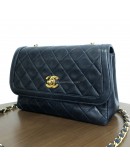 CHANEL Vintage Black Quilted Lambskin Chain Shoulder Flap Bag - GHW