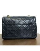 CHANEL Vintage Black Quilted Lambskin Chain Shoulder Flap Bag - GHW