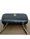 CHANEL Vintage Black Quilted Lambskin Chain Shoulder Flap Bag - GHW