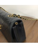 CHANEL Vintage Black Quilted Lambskin Chain Shoulder Flap Bag - GHW