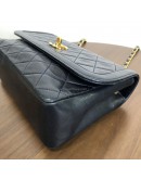 CHANEL Vintage Black Quilted Lambskin Chain Shoulder Flap Bag - GHW