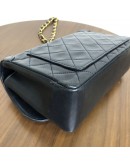 CHANEL Vintage Black Quilted Lambskin Chain Shoulder Flap Bag - GHW