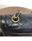 CHANEL Vintage Black Quilted Lambskin Chain Shoulder Flap Bag - GHW