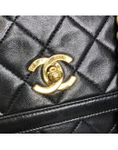 CHANEL Vintage Black Quilted Lambskin Chain Shoulder Flap Bag - GHW