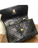 CHANEL Vintage Black Quilted Lambskin Chain Shoulder Flap Bag - GHW