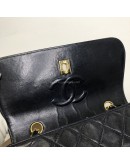 CHANEL Vintage Black Quilted Lambskin Chain Shoulder Flap Bag - GHW