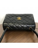 CHANEL Vintage Turn Lock Black Lambskin Shoulder/Crossbody Flap Bag - GHW