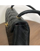 CHANEL Vintage Turn Lock Black Lambskin Shoulder/Crossbody Flap Bag - GHW