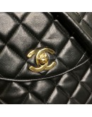 CHANEL Vintage Turn Lock Black Lambskin Shoulder/Crossbody Flap Bag - GHW