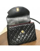 CHANEL Vintage Turn Lock Black Lambskin Shoulder/Crossbody Flap Bag - GHW